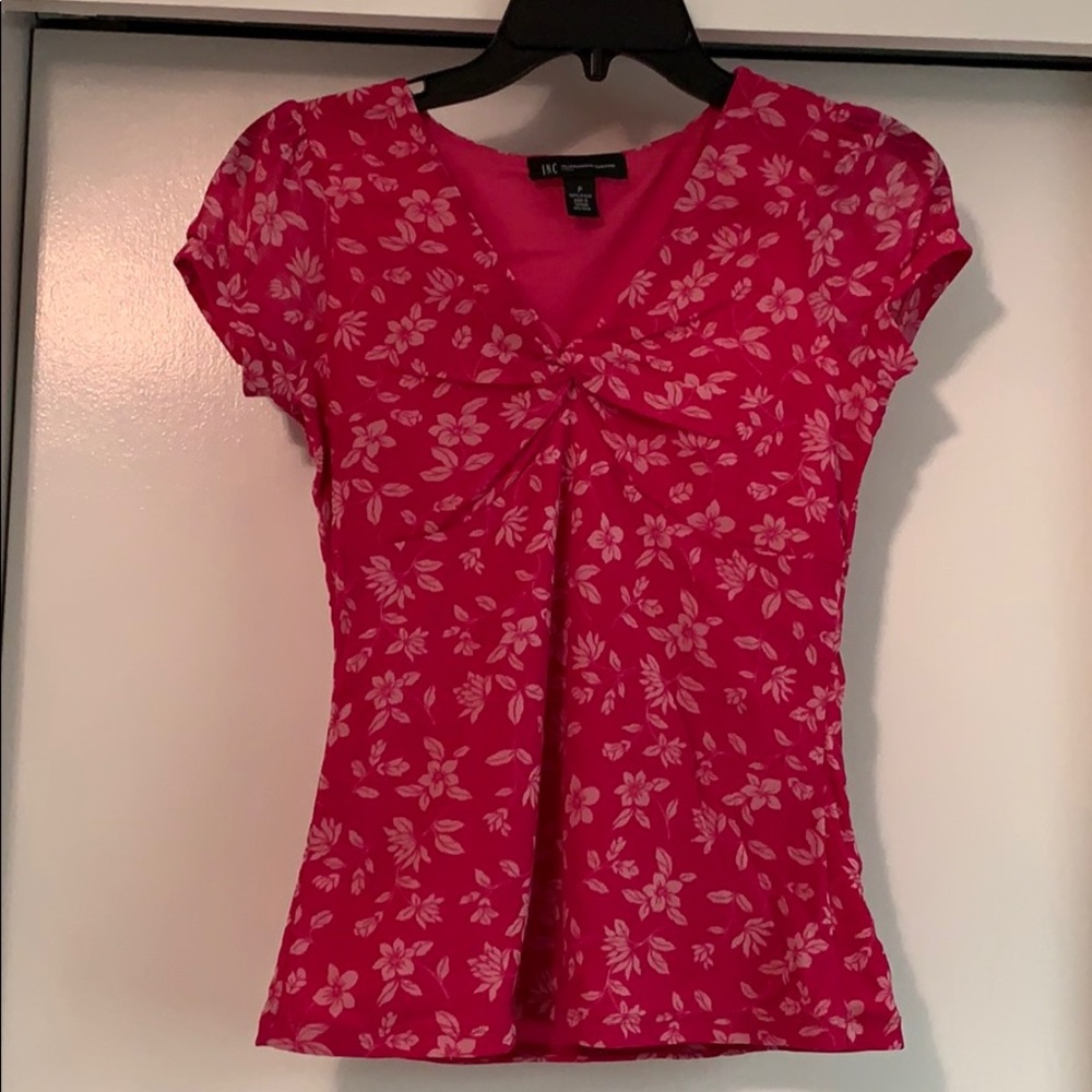 Pink and White Flower Blouse